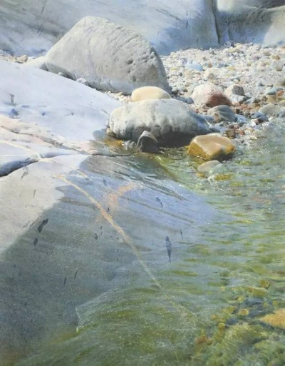 详细剖析水中鹅卵石的画法：如何运用光线和反射的原理捕捉其质感